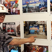 Carmelo pointing out the wall he commissioned for his beloved cousin David Medina