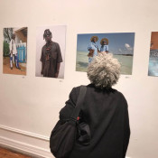 Malika Lee Whitney views Laylah's work. Photo by Coreen Simpson